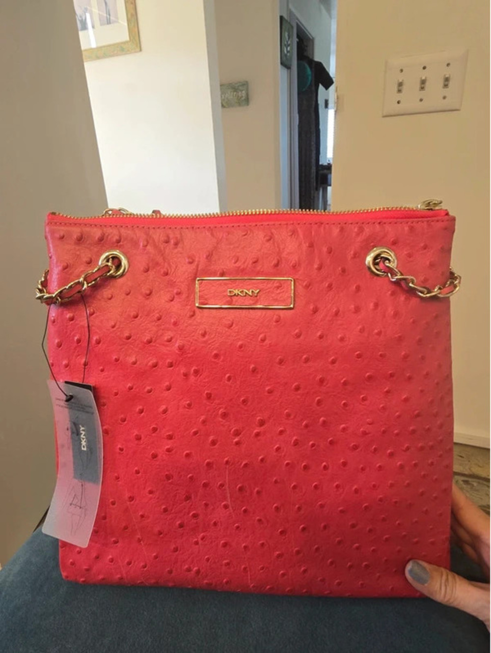 DNKY ostrich leather bag